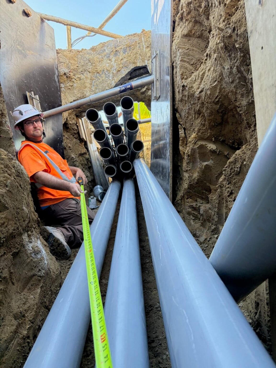 Conduit placed in an open trench